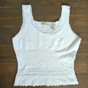 Apostrophe Crochet ramie and cotton cottage core coastal vacation tank top sz S
